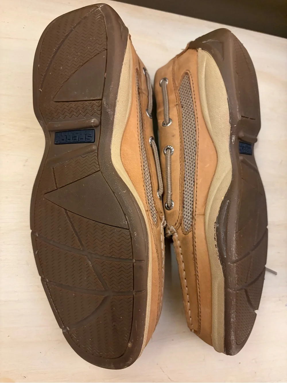 Sperry Tan Leather Moc-Toe Boat Shoes